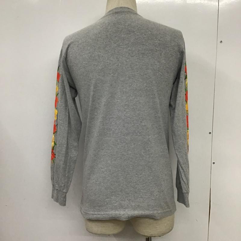 ハフ HUF Tシャツ 長袖 KICKS HI ハイビスカス ロゴ S プリント 灰 / グレー / メンズ USED 古着 中古 10076403