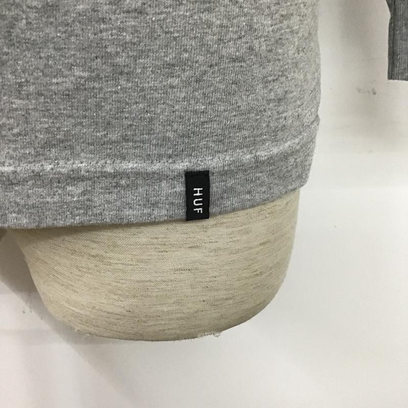 ハフ HUF Tシャツ 長袖 KICKS HI ハイビスカス ロゴ S プリント 灰 / グレー / メンズ USED 古着 中古 10076403
