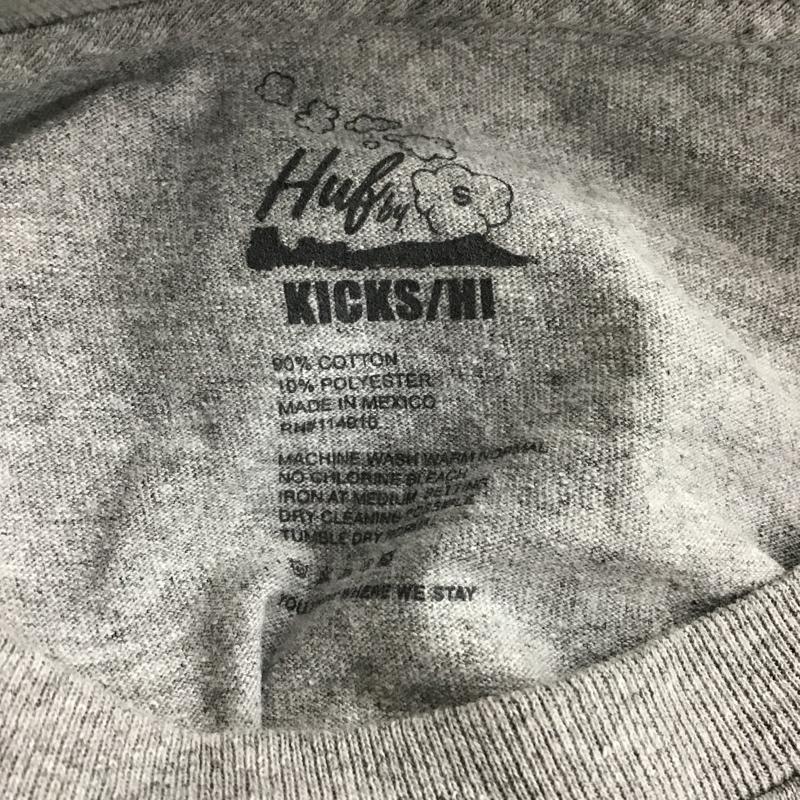 ハフ HUF Tシャツ 長袖 KICKS HI ハイビスカス ロゴ S プリント 灰 / グレー / メンズ USED 古着 中古 10076403