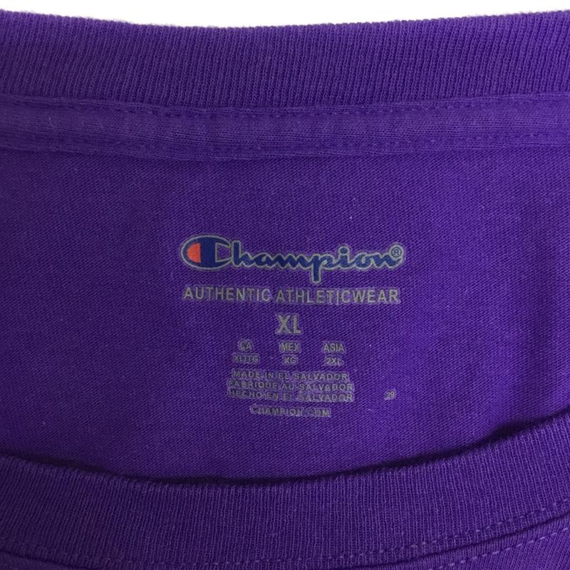 チャンピオン Champion Tシャツ 半袖 011919033355 クルーネック XL ワンポイント 紫 / パープル / メンズ USED 古着 中古 10076972