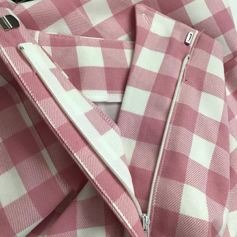 ザラ ZARA パンツ スラックス L チェック 桃 / ピンク / X 白 / ホワイト / レディース USED 古着 中古 10077449