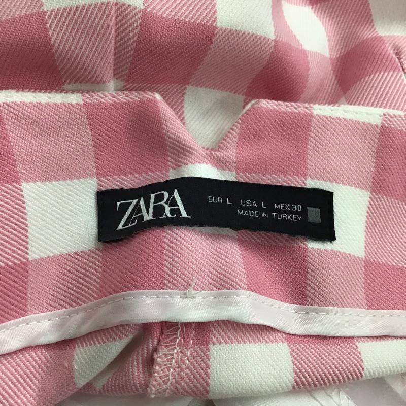 ザラ ZARA パンツ スラックス L チェック 桃 / ピンク / X 白 / ホワイト / レディース USED 古着 中古 10077449