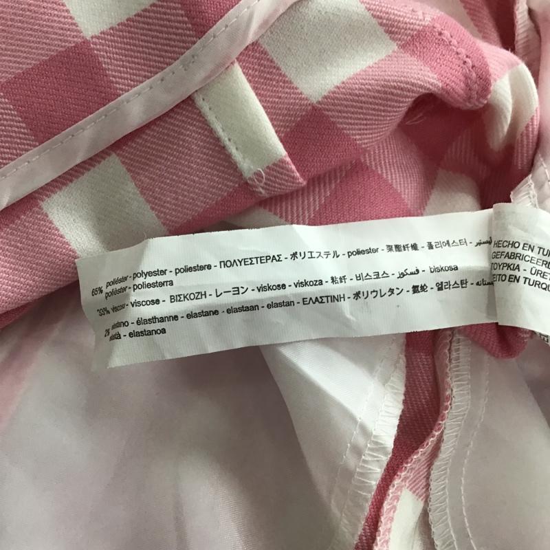 ザラ ZARA パンツ スラックス L チェック 桃 / ピンク / X 白 / ホワイト / レディース USED 古着 中古 10077449