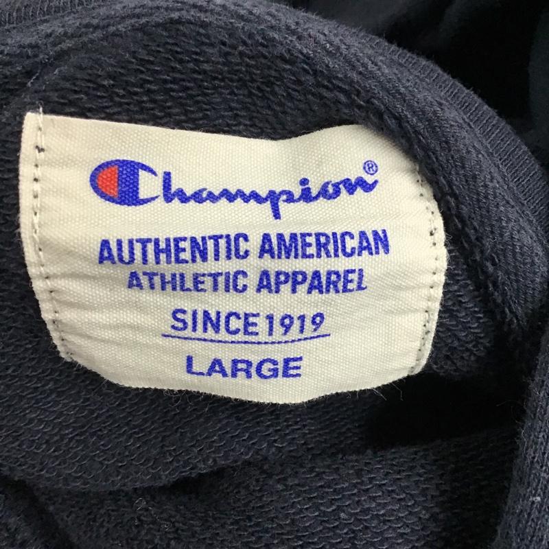 チャンピオン Champion パーカー 長袖 C8-L111R プルオーバー フーディー フロントポケット L ワンポイント 紺 / ネイビー / メンズ USED 古着 中古 10077730