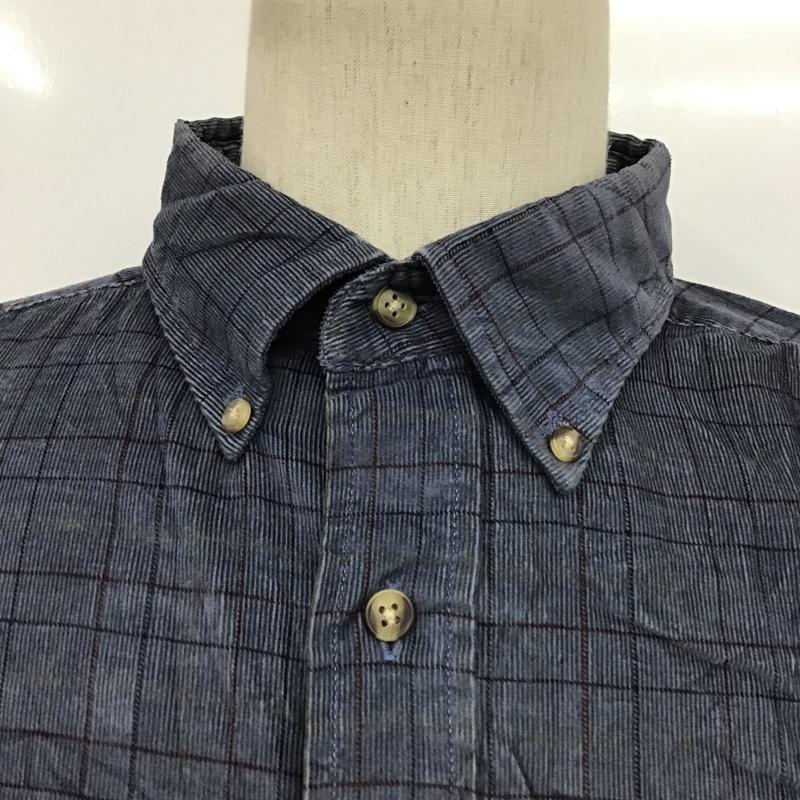 古着 USED シャツ、ブラウス 長袖 コーデュロイ ボタンダウン L チェック 紺 / ネイビー / メンズ USED 古着 中古 10077751