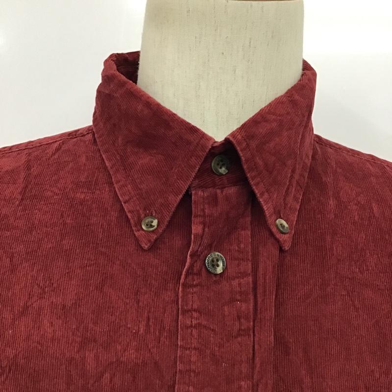古着 USED シャツ、ブラウス 長袖 コーデュロイ ボタンダウン L 無地 えんじ / ワインレッド / メンズ USED 古着 中古 10077759