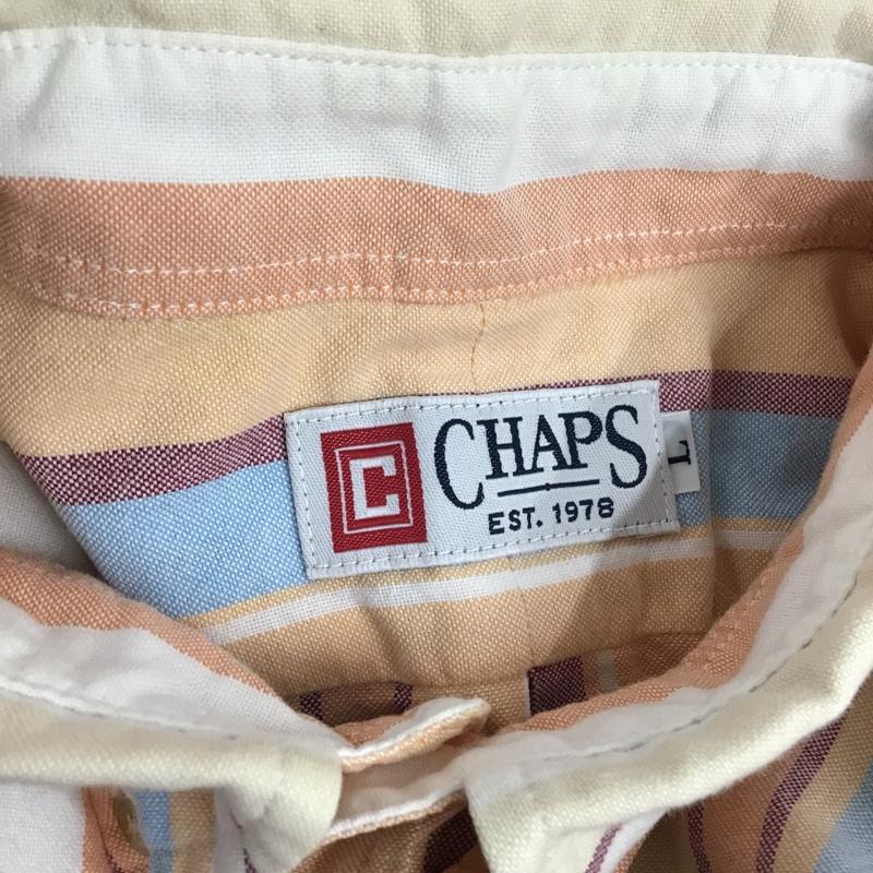 チャップス CHAPS シャツ、ブラウス 半袖 ボタンダウンシャツ L ストライプ マルチカラー / マルチカラー / メンズ USED 古着 中古 10077944