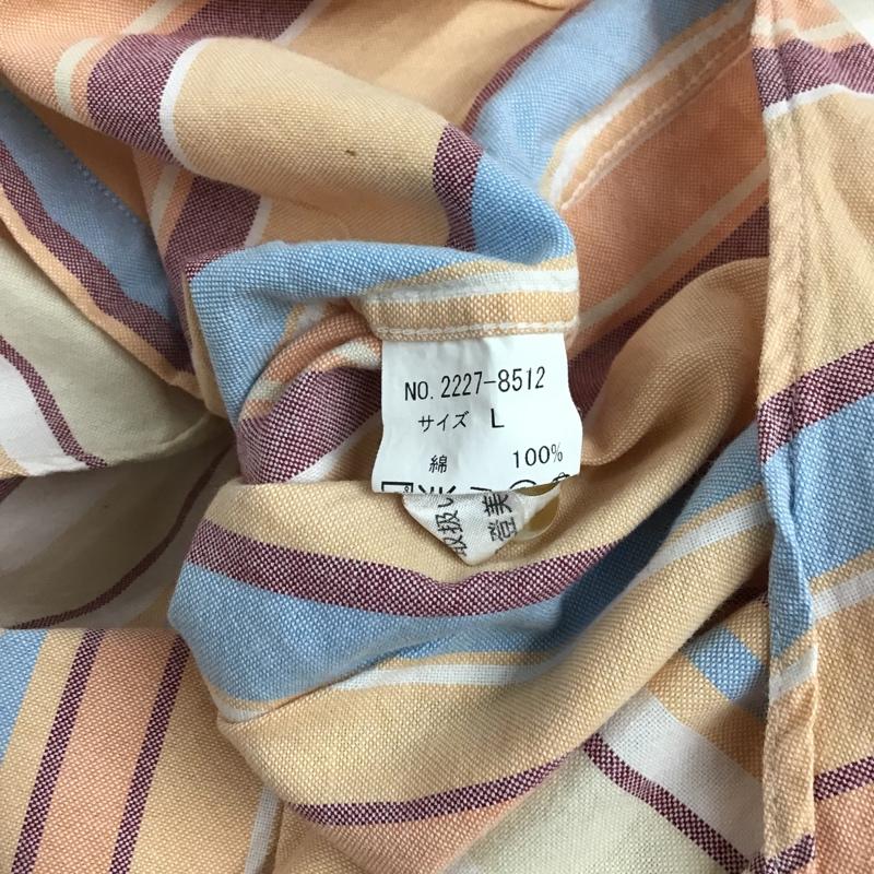 チャップス CHAPS シャツ、ブラウス 半袖 ボタンダウンシャツ L ストライプ マルチカラー / マルチカラー / メンズ USED 古着 中古 10077944