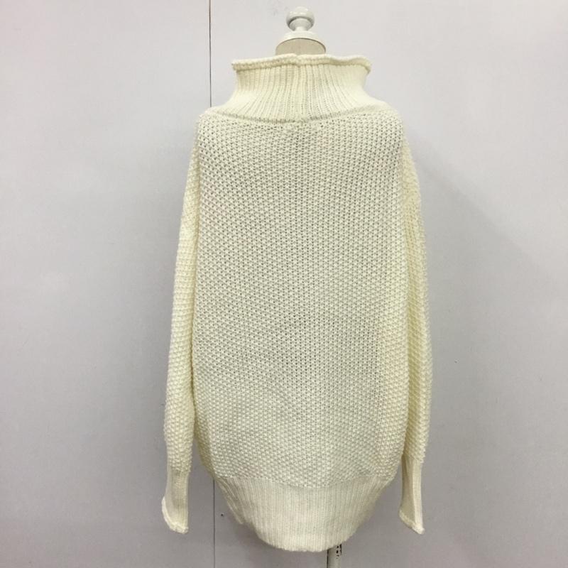 ナチュラルビューティーベーシック NATURAL BEAUTY BASIC ニット、セーター 長袖 017-0270585 かのこハイネック M 無地 白 / ホワイト / レディース USED 古着 中古 10078046