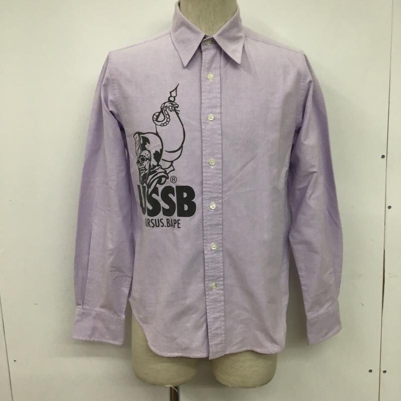 アーサスベイプ URSUS BAPE シャツ、ブラウス 長袖 S ロゴ、文字 X プリント 紫 / パープル / メンズ USED 古着 中古 10078885