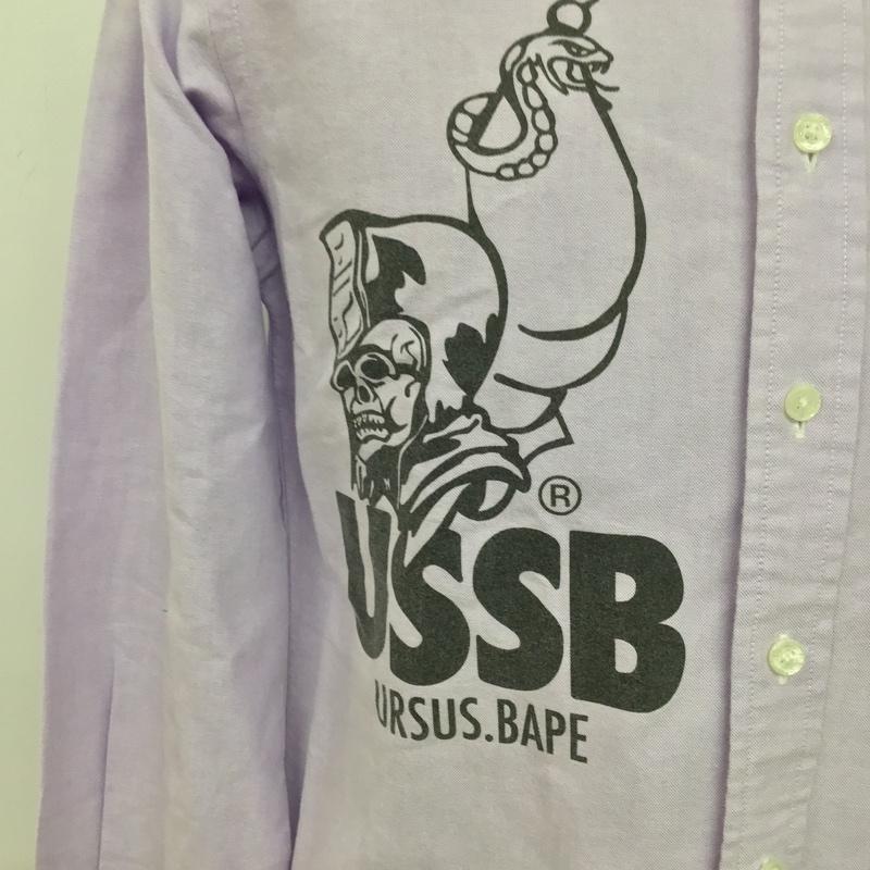 アーサスベイプ URSUS BAPE シャツ、ブラウス 長袖 S ロゴ、文字 X プリント 紫 / パープル / メンズ USED 古着 中古 10078885