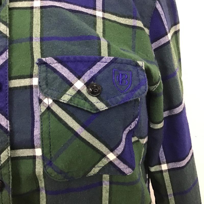 ブルーレーベル・クレストブリッジ BLUE LABEL CRESTBRIDGE シャツ、ブラウス 長袖 55M44-238-29 コットン チェック 36 ワンポイント 緑 / グリーン / X 紺 / ネイビー / X 白 / ホワイト / レディース USED 古着 中古 10079160
