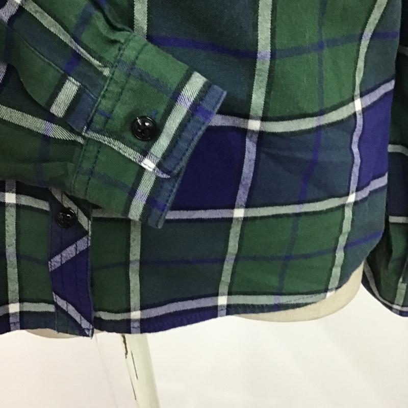 ブルーレーベル・クレストブリッジ BLUE LABEL CRESTBRIDGE シャツ、ブラウス 長袖 55M44-238-29 コットン チェック 36 ワンポイント 緑 / グリーン / X 紺 / ネイビー / X 白 / ホワイト / レディース USED 古着 中古 10079160