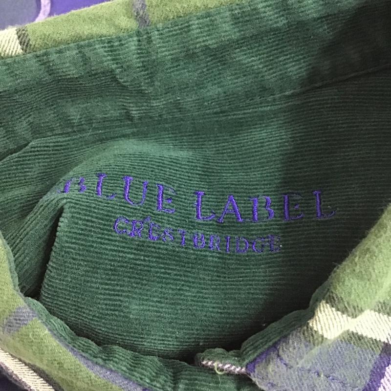 ブルーレーベル・クレストブリッジ BLUE LABEL CRESTBRIDGE シャツ、ブラウス 長袖 55M44-238-29 コットン チェック 36 ワンポイント 緑 / グリーン / X 紺 / ネイビー / X 白 / ホワイト / レディース USED 古着 中古 10079160