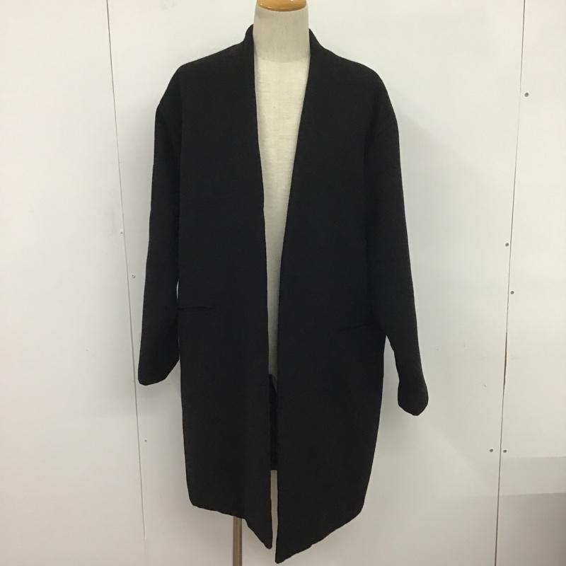 ゴールド GOLD コート コート一般 GL14491 WOOL CASHMERE NO COLLAR COAT L 無地 黒 / ブラック / メンズ USED 古着 中古 10079202