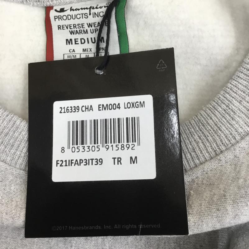 チャンピオン Champion トレーナー 長袖 DENIM TEARS デニムティアーズ Reverse Weave リバースウィーブ M ロゴ、文字 灰 / グレー / メンズ USED 古着 中古 10079348