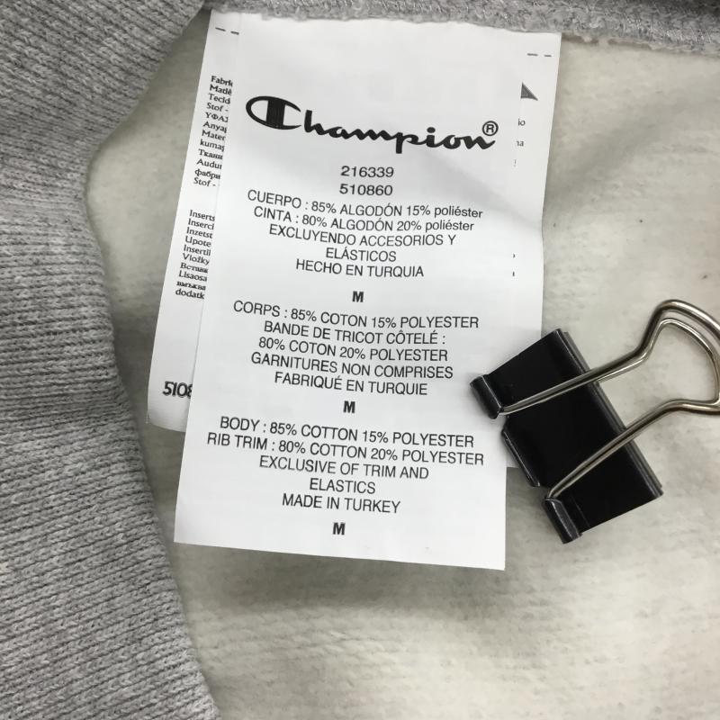チャンピオン Champion トレーナー 長袖 DENIM TEARS デニムティアーズ Reverse Weave リバースウィーブ M ロゴ、文字 灰 / グレー / メンズ USED 古着 中古 10079348
