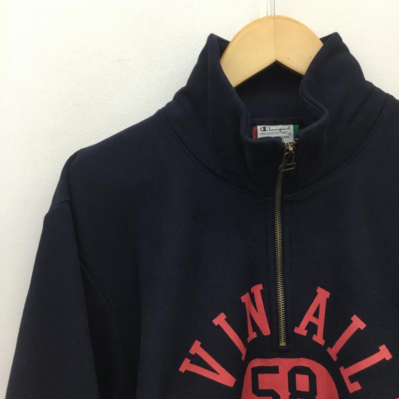 チャンピオン Champion トレーナー 長袖 DENIM TEARS デニムティアーズ Reverse Weave リバースウィーブ ハーフジップ M ロゴ、文字 紺 / ネイビー / メンズ USED 古着 中古 10079350