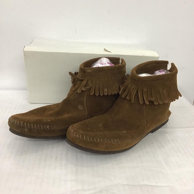 ミネトンカ Minnetonka ブーツ ショートブーツ 283 バックジッパー スエード 箱有 無地 茶 / ブラウン / レディース USED 古着 中古 10079373