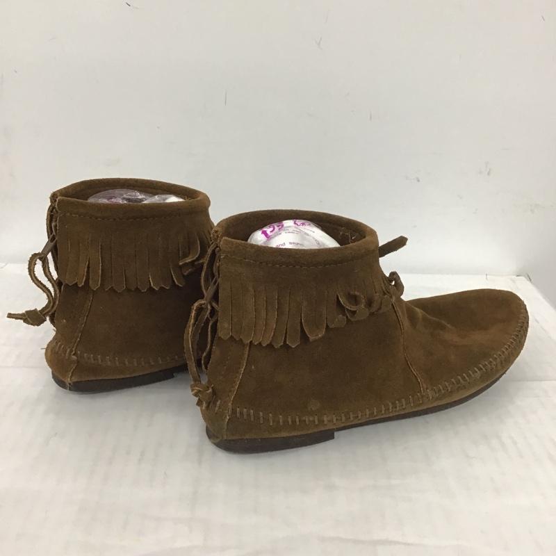 ミネトンカ Minnetonka ブーツ ショートブーツ 283 バックジッパー スエード 箱有 無地 茶 / ブラウン / レディース USED 古着 中古 10079373