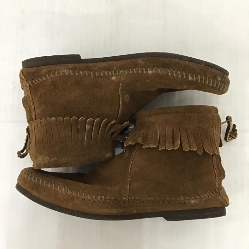 ミネトンカ Minnetonka ブーツ ショートブーツ 283 バックジッパー スエード 箱有 無地 茶 / ブラウン / レディース USED 古着 中古 10079373