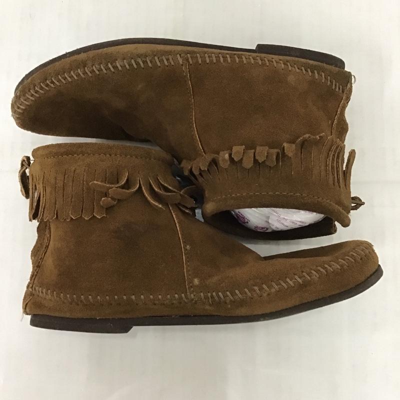 ミネトンカ Minnetonka ブーツ ショートブーツ 283 バックジッパー スエード 箱有 無地 茶 / ブラウン / レディース USED 古着 中古 10079373