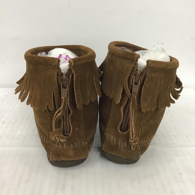 ミネトンカ Minnetonka ブーツ ショートブーツ 283 バックジッパー スエード 箱有 無地 茶 / ブラウン / レディース USED 古着 中古 10079373