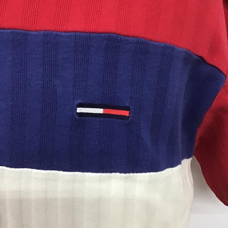 トミー ジーンズ TOMMY JEANS Tシャツ 半袖 Vネック S ワンポイント 赤 / レッド / X 紺 / ネイビー / X オフホワイト / オフホワイト / メンズ USED 古着 中古 10079484