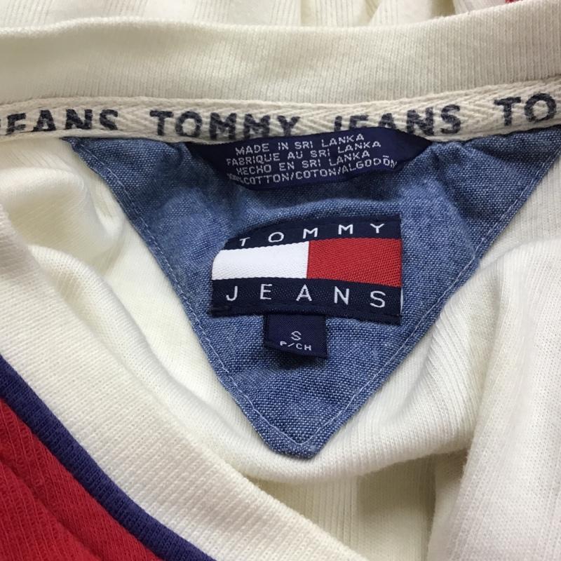 トミー ジーンズ TOMMY JEANS Tシャツ 半袖 Vネック S ワンポイント 赤 / レッド / X 紺 / ネイビー / X オフホワイト / オフホワイト / メンズ USED 古着 中古 10079484