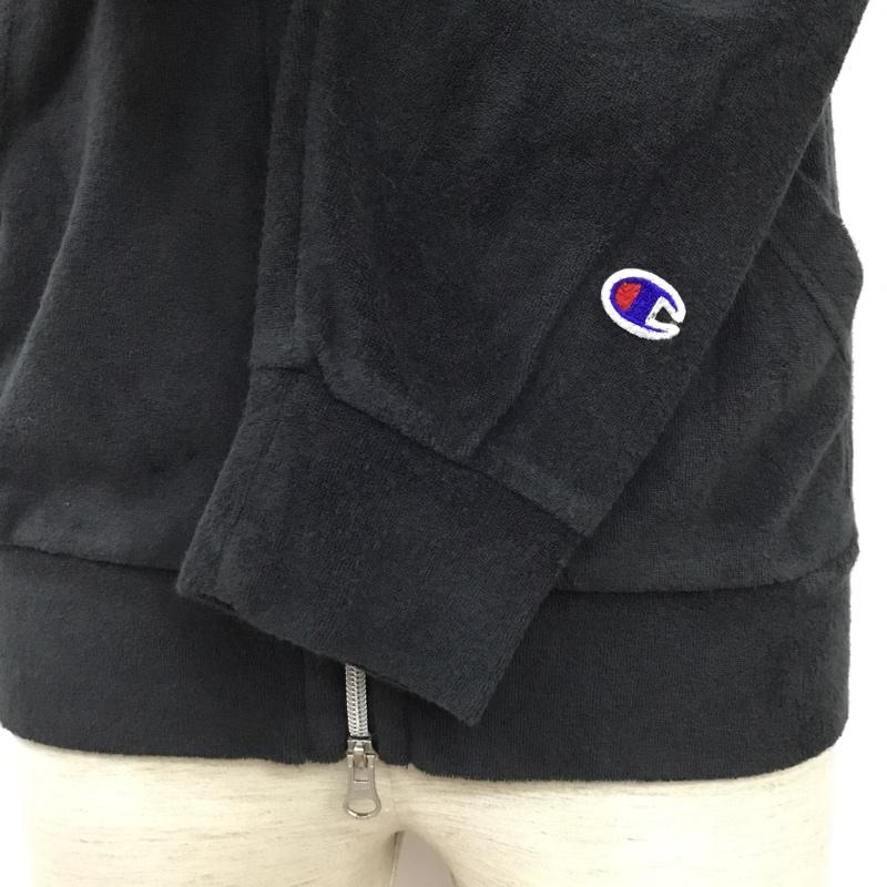 チャンピオン Champion パーカー 長袖 C8-DBB01 パイル地 フルジップ M ワンポイント 黒 / ブラック / メンズ USED 古着 中古 10079807