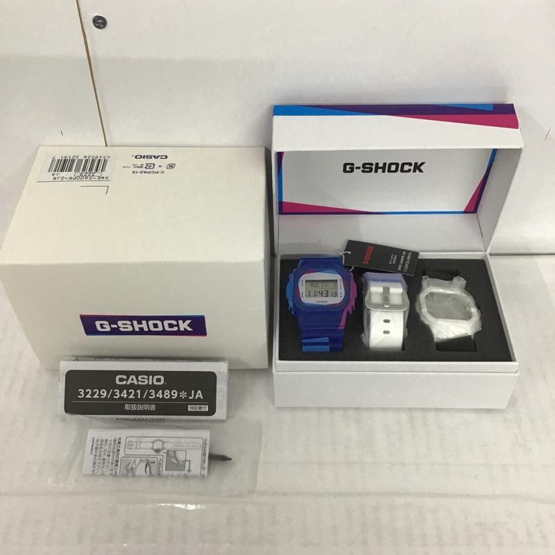 ジーショック G-SHOCK 腕時計 デジタル DWE-5600PR 付属バンド付き 箱有 ロゴ、文字 青 / ブルー / X 紫 / パープル / X 水色 / ライトブルー / メンズ USED 古着 中古 10080004