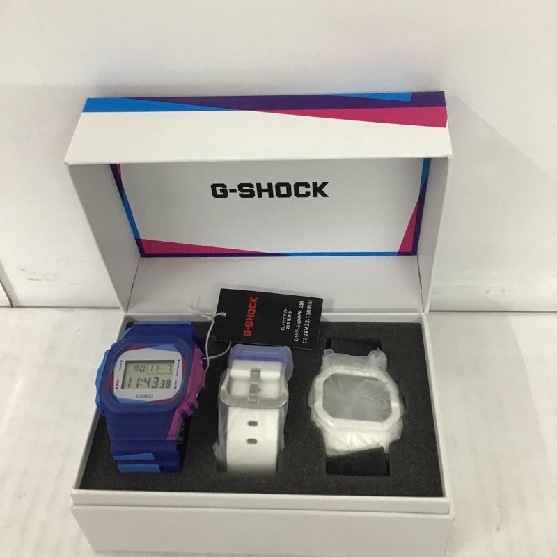 ジーショック G-SHOCK 腕時計 デジタル DWE-5600PR 付属バンド付き 箱有 ロゴ、文字 青 / ブルー / X 紫 / パープル / X 水色 / ライトブルー / メンズ USED 古着 中古 10080004