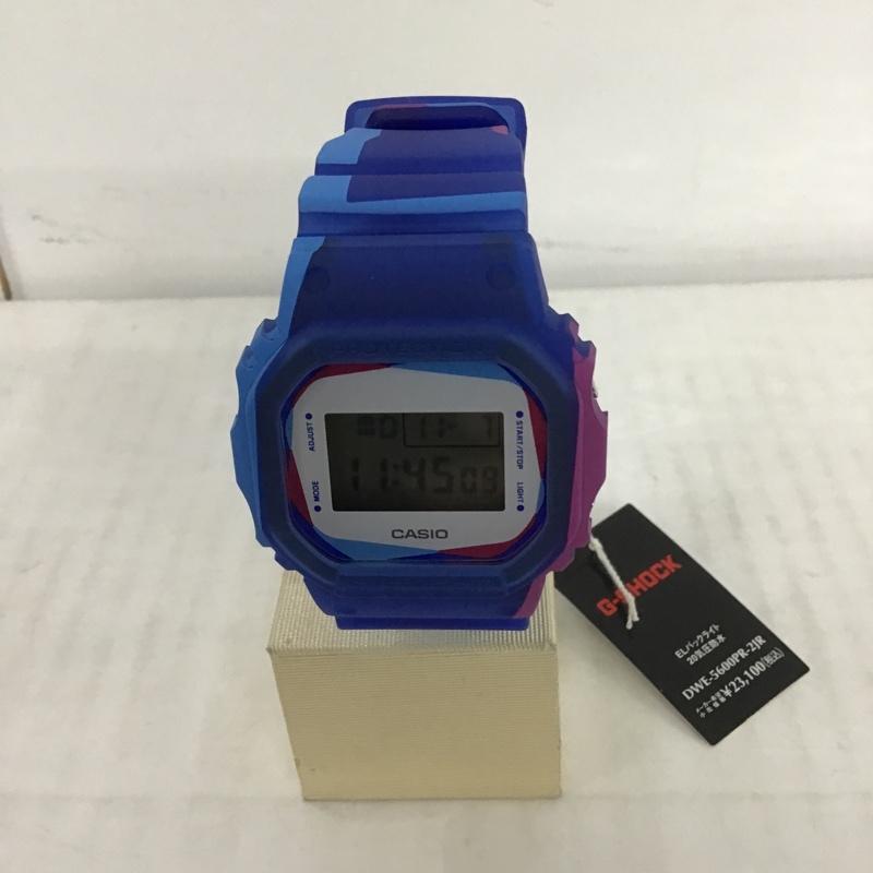 ジーショック G-SHOCK 腕時計 デジタル DWE-5600PR 付属バンド付き 箱有 ロゴ、文字 青 / ブルー / X 紫 / パープル / X 水色 / ライトブルー / メンズ USED 古着 中古 10080004