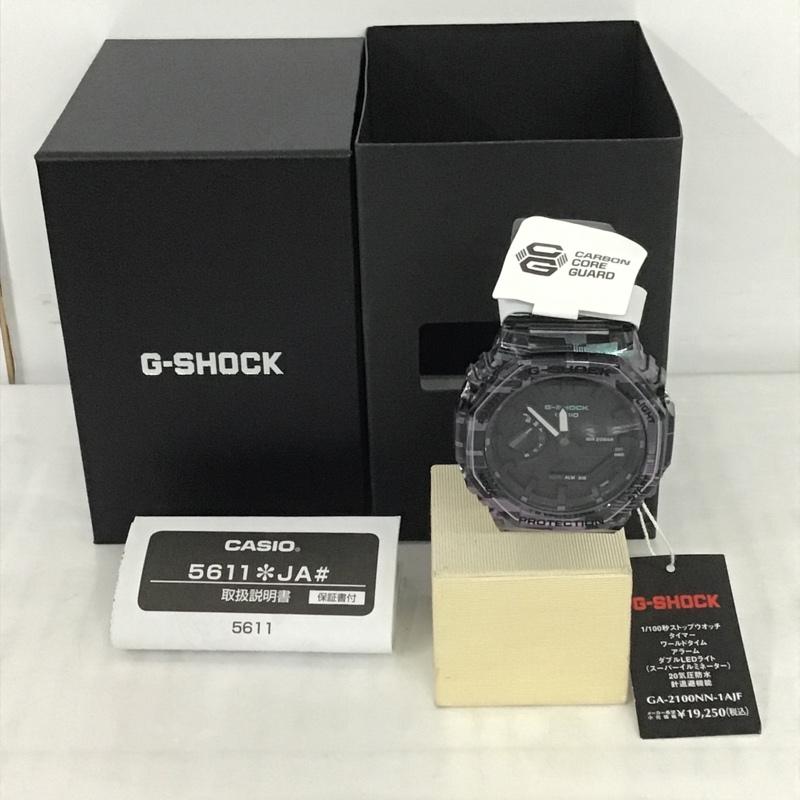 ジーショック G-SHOCK 腕時計 アナログ(クォーツ式) GA-2100NN スケルトン 箱有 ロゴ、文字 黒 / ブラック / X 紫 / パープル / X 水色 / ライトブルー / メンズ USED 古着 中古 10080005