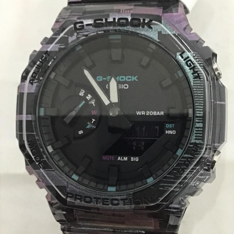 ジーショック G-SHOCK 腕時計 アナログ(クォーツ式) GA-2100NN スケルトン 箱有 ロゴ、文字 黒 / ブラック / X 紫 / パープル / X 水色 / ライトブルー / メンズ USED 古着 中古 10080005