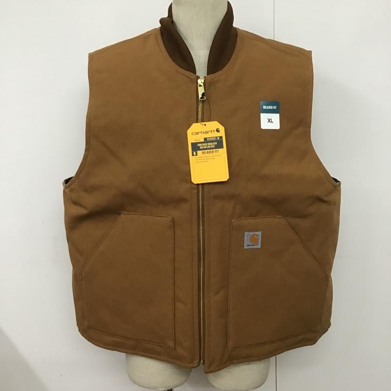 カーハート Carhartt ベスト ベスト OV0001 Duck Insulates Rib Collar Vest タグ付き XL ロゴ、文字 茶 / ブラウン / メンズ USED 古着 中古 10080128
