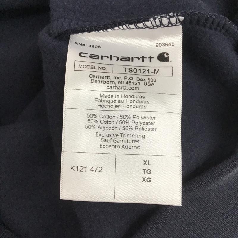 カーハート Carhartt パーカー 長袖 K121-472 MIDWEIGHT SWEATSHIRT 裏起毛 タグ付き XL ロゴ、文字 紺 / ネイビー / メンズ USED 古着 中古 10080132