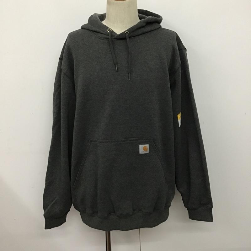 カーハート Carhartt パーカー 長袖 K121-026 MIDWEIGHT SWEATSHIRT 裏起毛 タグ付き L ロゴ、文字 ダークグレー / ダークグレー / メンズ USED 古着 中古 10080134