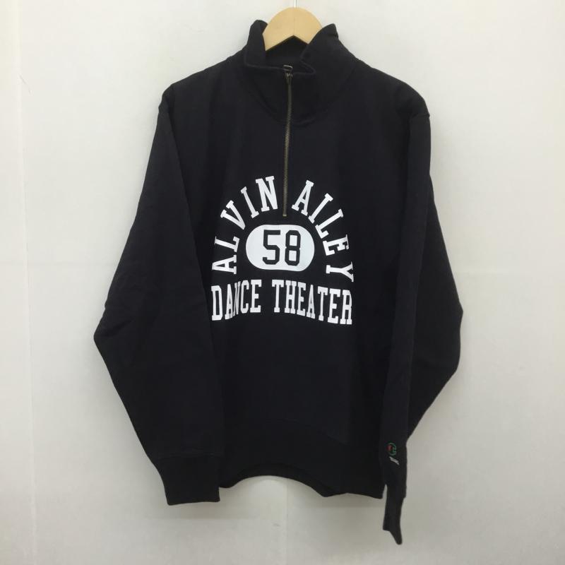 チャンピオン Champion トレーナー 長袖 DENIM TEARS デニムティアーズ Reverse Weave リバースウィーブ ハーフジップ L ロゴ、文字 黒 / ブラック / メンズ USED 古着 中古 10080513