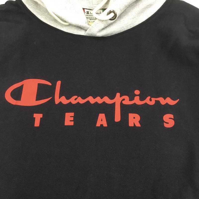 チャンピオン Champion パーカー 長袖 DENIM TEARS デニムティアーズ Reverse Weave リバースウィーブ XXL ロゴ、文字 黒 / ブラック / メンズ USED 古着 中古 10080595