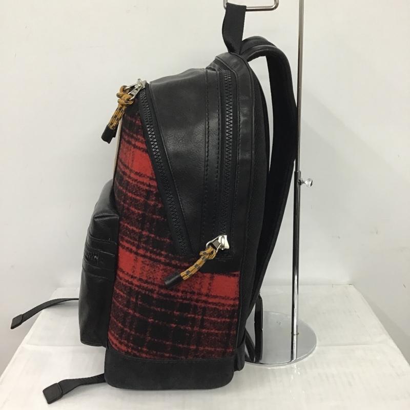 コーチ COACH リュックサック、デイパック リュックサック、デイバッグ E1220-00000 チェック レザー ワンポイント 黒 / ブラック / X 赤 / レッド / X ベージュ / ベージュ / メンズ USED 古着 中古 10080939