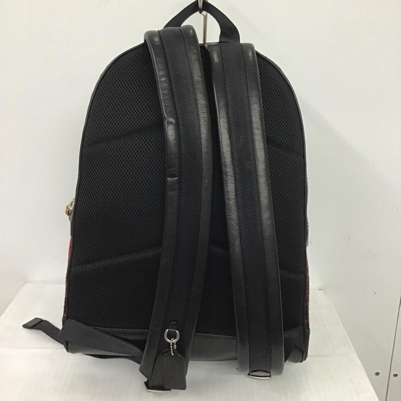 コーチ COACH リュックサック、デイパック リュックサック、デイバッグ E1220-00000 チェック レザー ワンポイント 黒 / ブラック / X 赤 / レッド / X ベージュ / ベージュ / メンズ USED 古着 中古 10080939