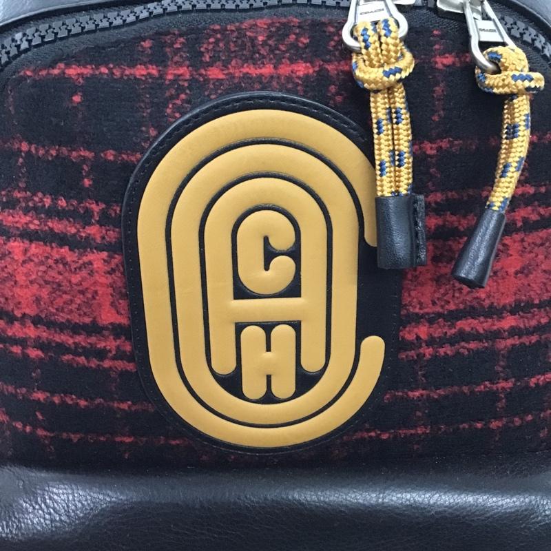 コーチ COACH リュックサック、デイパック リュックサック、デイバッグ E1220-00000 チェック レザー ワンポイント 黒 / ブラック / X 赤 / レッド / X ベージュ / ベージュ / メンズ USED 古着 中古 10080939