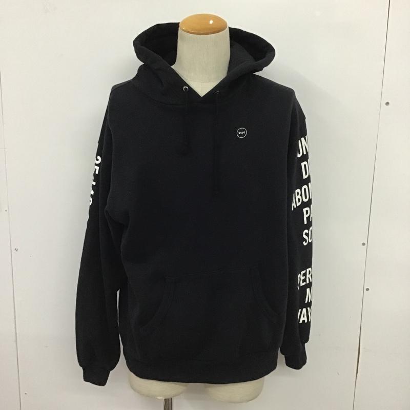 ダブルタップス W)TAPS パーカー 長袖 フーディ 2 ロゴ、文字 X プリント 黒 / ブラック / メンズ USED 古着 中古 10081527
