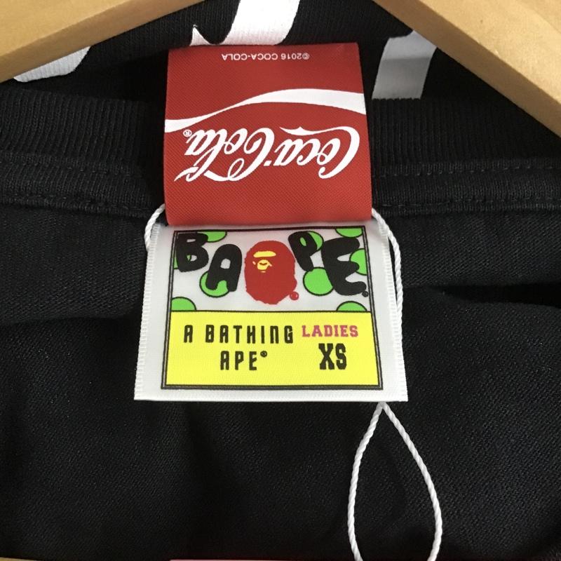 アベイシングエイプ A BATHING APE Tシャツ 半袖 コカ・コーラ タグ付 COCA-COLA XS ロゴ、文字 X プリント 黒 / ブラック / レディース USED 古着 中古 10081648