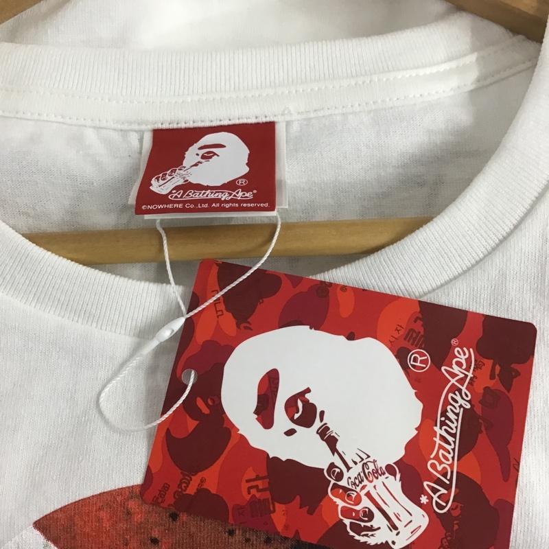 アベイシングエイプ A BATHING APE Tシャツ 半袖 コカ・コーラ タグ付 COCA-COLA XS ロゴ、文字 X プリント 白 / ホワイト / レディース USED 古着 中古 10081659