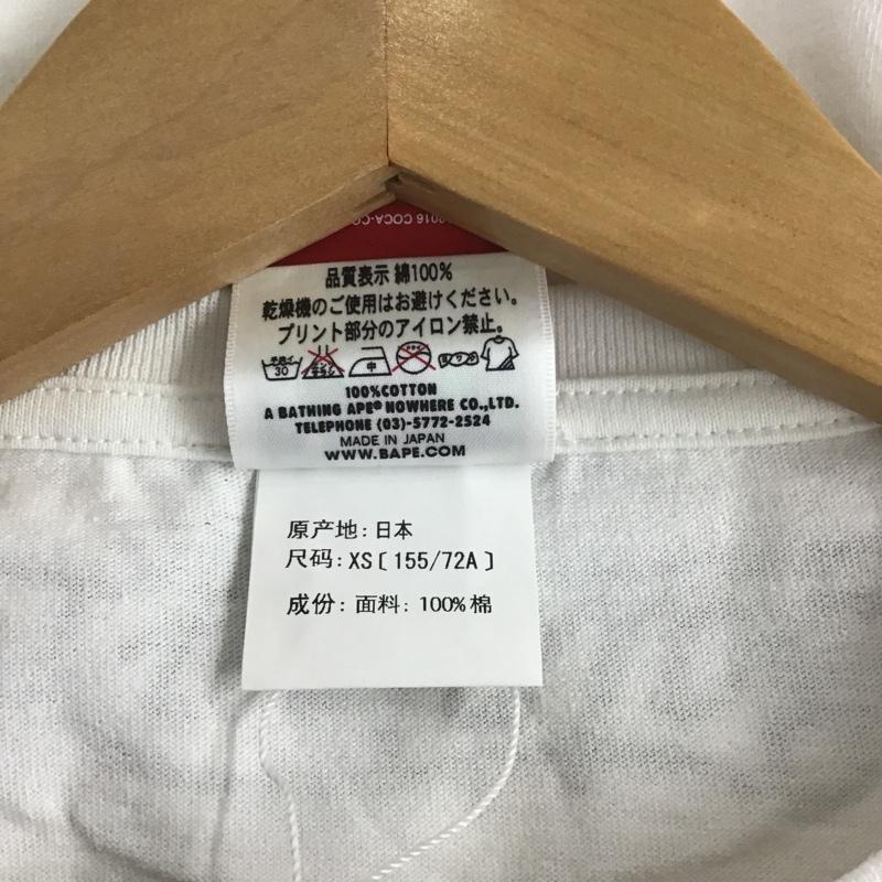 アベイシングエイプ A BATHING APE Tシャツ 半袖 コカ・コーラ タグ付 COCA-COLA XS ロゴ、文字 X プリント 白 / ホワイト / レディース USED 古着 中古 10081659