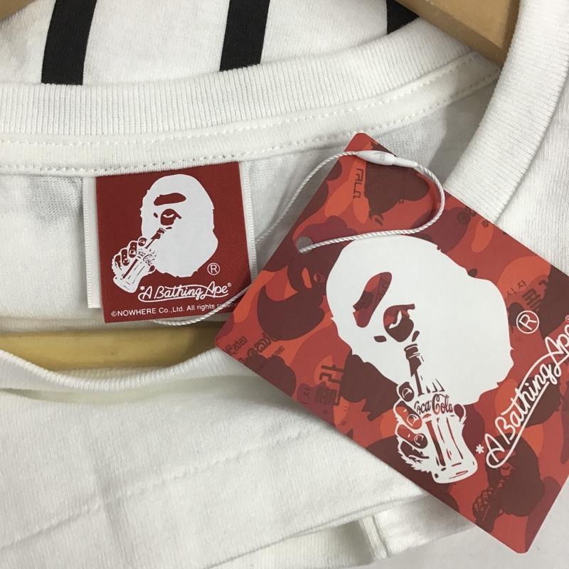アベイシングエイプ A BATHING APE Tシャツ 半袖 コカ・コーラ タグ付 COCA-COLA XS ロゴ、文字 X プリント 白 / ホワイト / レディース USED 古着 中古 10081678