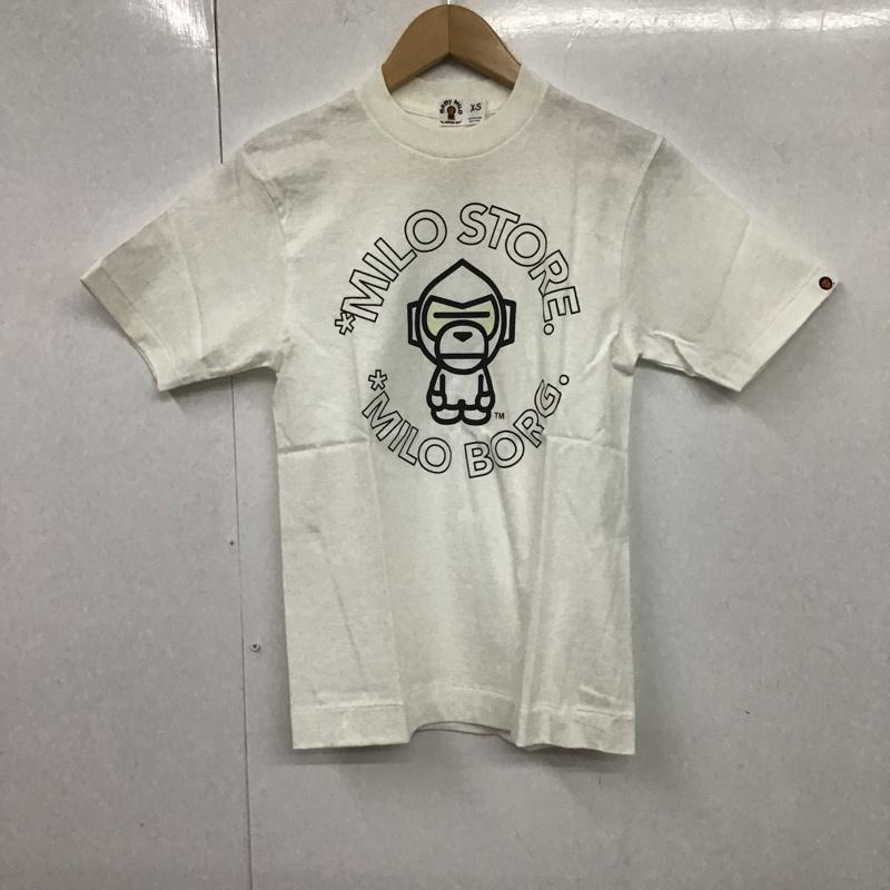 アベイシングエイプ A BATHING APE Tシャツ 半袖 MILO XS プリント 白 / ホワイト / レディース USED 古着 中古 10081697