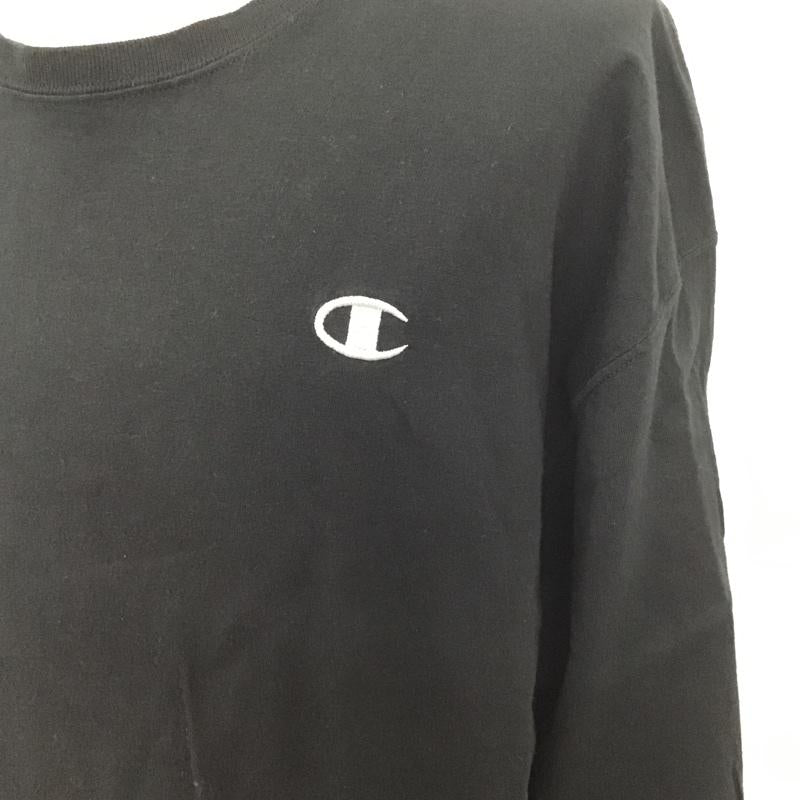 チャンピオン Champion カットソー 長袖 AUTHENTIC XL ワンポイント 黒 / ブラック / メンズ USED 古着 中古 10081890